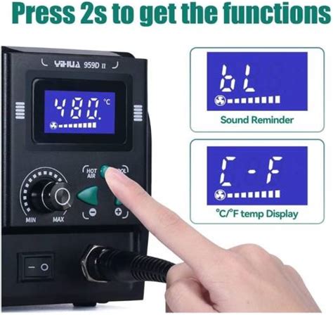 Yihua 959D II Hot Air Station 700W Output Power 50Hz 240V AC Voltage Range Temperature Range