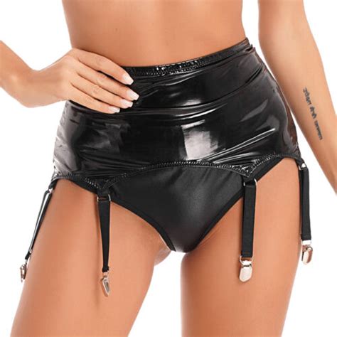 Plus Size Metallic Garter Belts Suspender Belt With 8 Metal Clip For