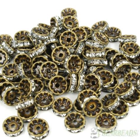 100 pièces perles rondelles en bronze strass cristal tchèque 4 mm 5 mm