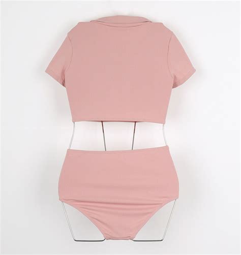 楽天市場全3色襟付きカジュアルビキニ ピンク ホワイト ブラック M L XL casual bd21 bikini sun 240506 シナモンガール Cinnamon