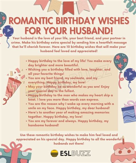 romantic birthday wishes  husband  celebrate  special day eslbuzz