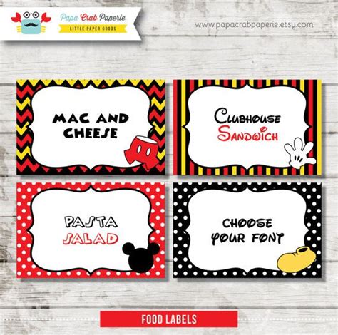 mickey mouse name tags for food labels