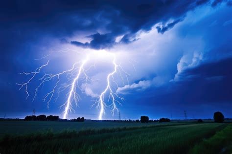 Premium AI Image | Dramatic image of lightning in a stormy sky