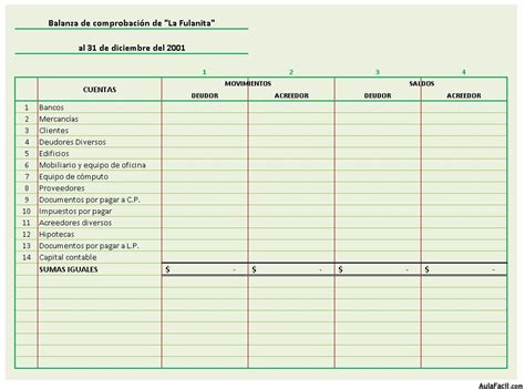 ⏩ejercicio La Fulanita Balanza Y Balance Contabilidad Financiera I