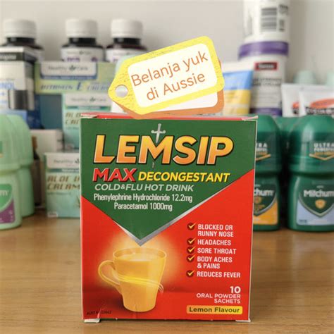 Promo LEMSIP MAX DECONGESTANT COLD FLU HOT DRINK LEMON FLAVOUR Sachet LEMON Flavour