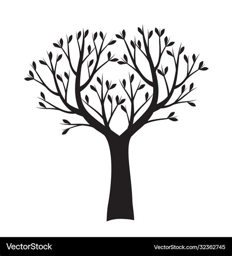 Black Naked Tree Outline Plant Royalty Free Vector Image