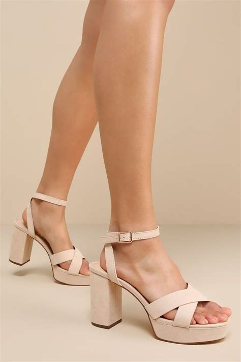 Selah Light Nude Suede Ankle Strap Heels в 2024 г