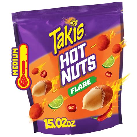 Takis Flare Hot Nuts Oz Sharing Size Resealable Bag Chili Pepper Lime Double Crunch