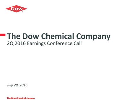 Dow Chemical Co 2016 Q2 Results Earnings Call Slides Nyse Dd Seeking Alpha