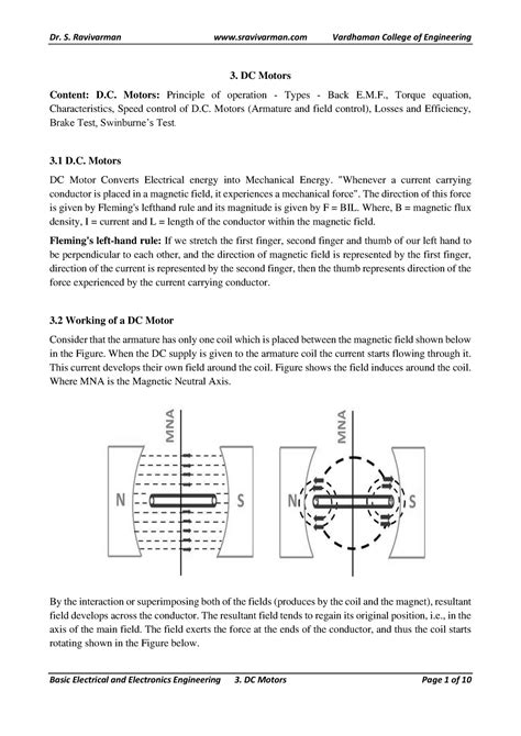 Beee 3 Dc Motors Lecture Notes Dc Motors Content D Motors