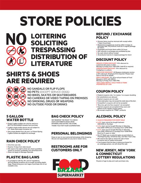 Store Policies | Food Bazaar Supermarket