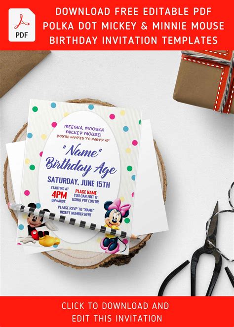 Free Editable Pdf Cheery Mickey And Minnie Mouse Invitation Templates