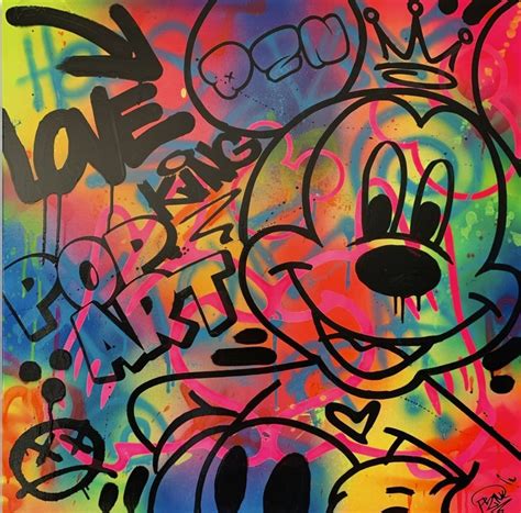 Tableau Mickey Fluo Pop Art By Papaz 2022 Painting Artsper