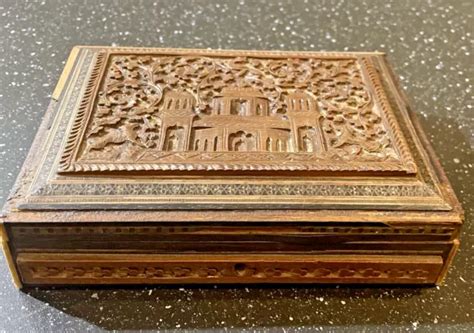 ANCIEN COFFRET BOITE En Bois Sculpte Xix EUR 15 00 PicClick FR