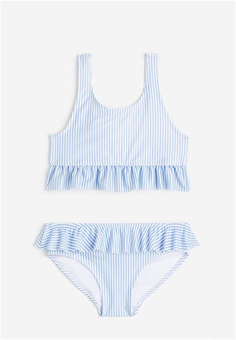 Flounced Bikini Light Blue Striped H M Swimwear Superbalist