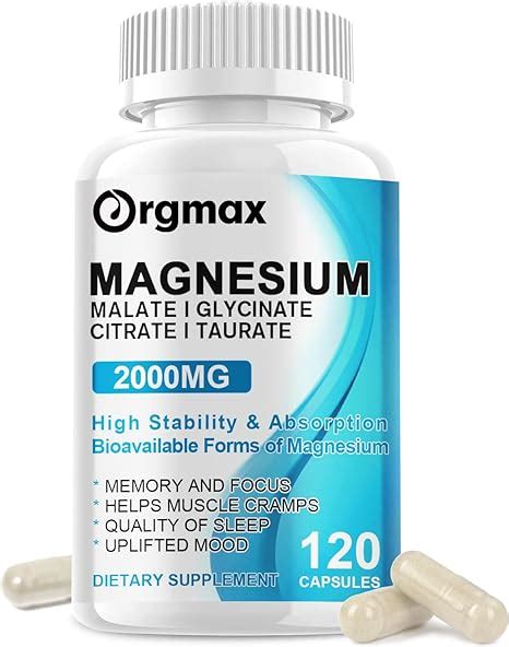 Orgmax 4 In 1 Magnesium Complex Chelated Magnesium Glycinate Malate Citrate