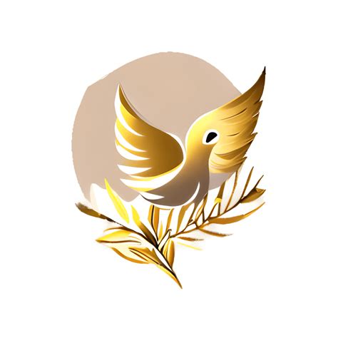 Peace Dove With Olive Branch And Gold Leaves · Creative Fabrica