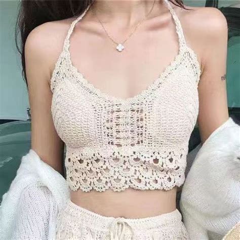New Style Crochet Top Women S Bikini Swimsuit Outer Wear Beach Top Sexy Outfit Shopee Philippines