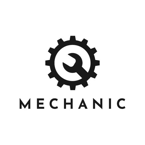 Concept De Conception De Logo Mécanique Simple Engrenage Et Clé Vecteur Premium