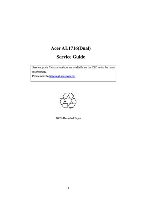 ACER AL1716 DUAL SM Service Manual download, schematics, eeprom, repair ...