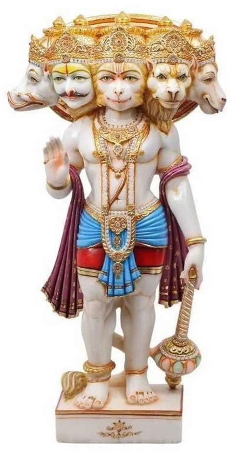 Multicolor Marble Panchmukhi Hanuman Standing Statue Temple At Rs