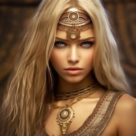 Premium Ai Image Egyptian Oriental Girl With Blonde Hair And Colored Eyes