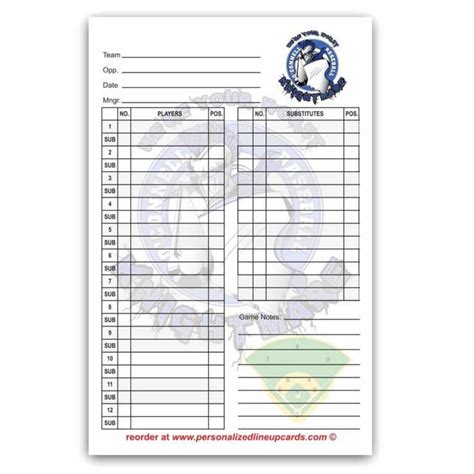 baseball lineup card template luxury printable fillable intended