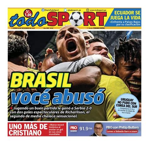 Portada Impresa Diario Todo Sport 25112022 Todo Sport