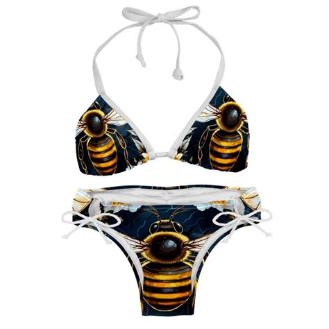Starry Bees In The Sky One Piece Swimsuit Bikini Set Detachable Sponge Adjustable Strap Two