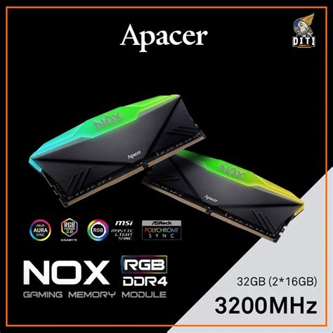 Jual APACER NOX RGB BLACK 32GB (2X16GB) DDR4 3200MHZ RAM PC LONGDIMM ...