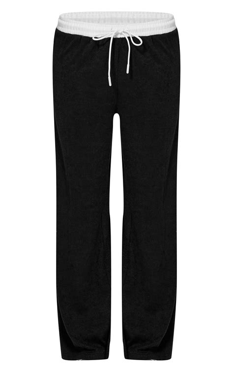 Black Contrast Wide Leg Trousers | Co-ords | PLT