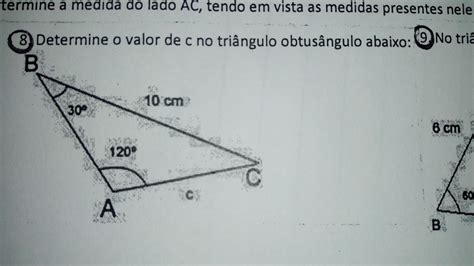 Determine O Valor De C No Triângulo Abtusângulo Abaixo Br