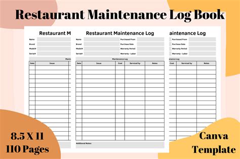 Restaurant Maintenance Log Book Grafika Przez Bks Studio · Creative Fabrica