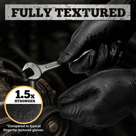 Snapklik.com : Heavy Duty Black Nitrile Gloves, 6-mil, Fully Textured