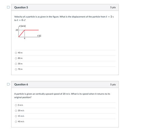 solved  question   pts velocity   particle    cheggcom