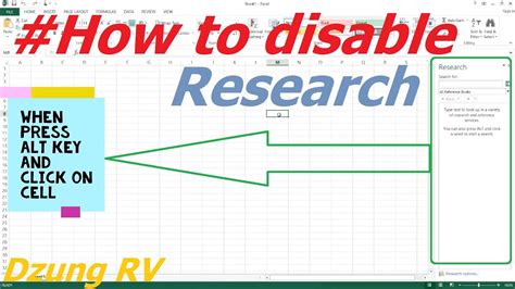 How To Disable Or Enable The Research Task Pane In Microsoft Excel By Visual Application Youtube