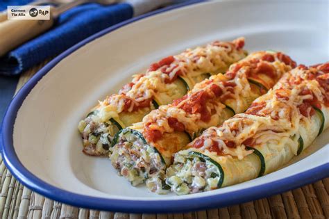 Canelones de calabacín jamón y queso receta de cocina fácil y deliciosa