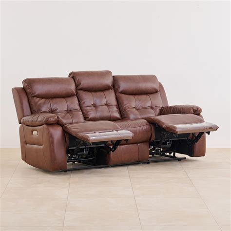 Buy Blake Half Leather 3 1 1 Seater Electric Recliner Set Brown From