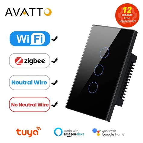 AVATTO Tuya WiFi Zigbee Smart Light Switch Neutral Wire No Neutral