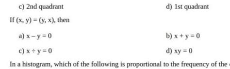 C 2nd Quadrant D 1st Quadrant If X Y Y X Then A X−y 0 B X Y 0 C