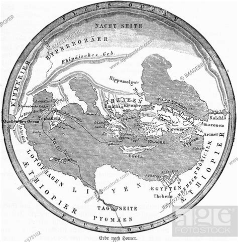 The Earth As A Disc According To Homer Historical World Map