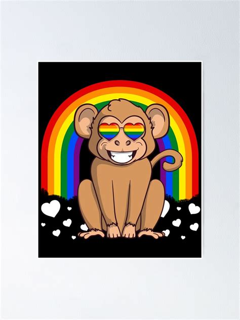 LGBTQ Monkey Gay Pride Rainbow Poster For Sale By Fatamyfan1 Redbubble