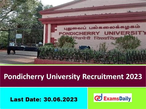 Pondicherry University Recruitment Out Salary Is Up To Rs