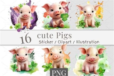 16 Cute Pig Clipart, PNG 834 Graphic by SWcreativeWhispers · Creative Fabrica