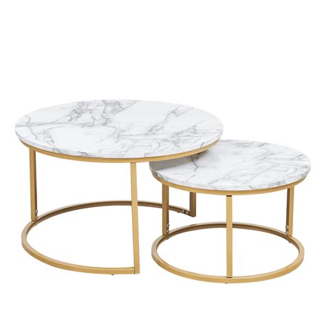 White Marble Nesting Coffee Tables Verona