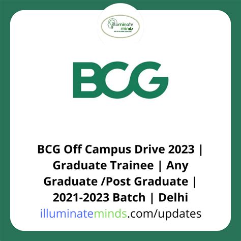 BCG Off Campus Drive 2023 Graduate Trainee Any Graduate Post