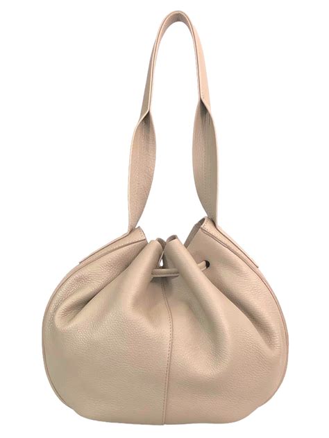 Sierra nude duża damska skórzana torebka worek typu worek