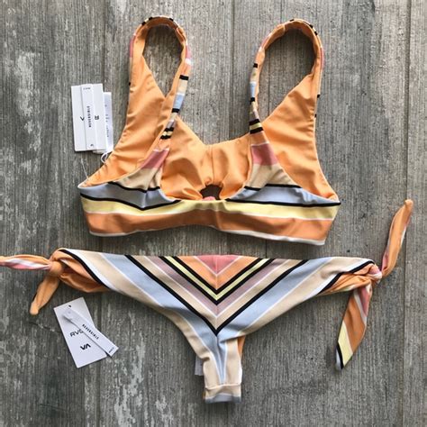 Rvca Swim Rvca Retro Stripped Tank Tie Bikini Set Poshmark