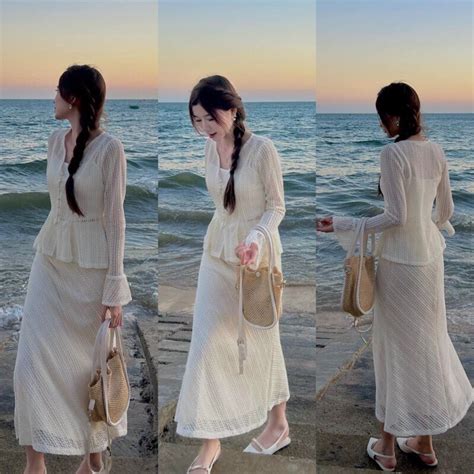 SET CHÂN VÁY MIDI NUDE DÂY NGỰC Set Áo Voan Nơ Tay Loe Kèm Chân Váy Dài Shopee Việt Nam