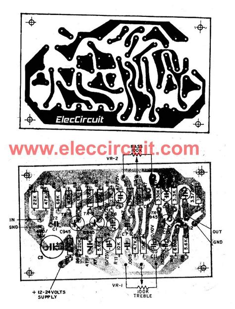 7 tone control circuit diagram with PCB layout | ElecCircuit | Circuit